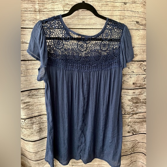 Forgotten Grace Navy blue crochet tunic, size L. - Picture 2 of 3